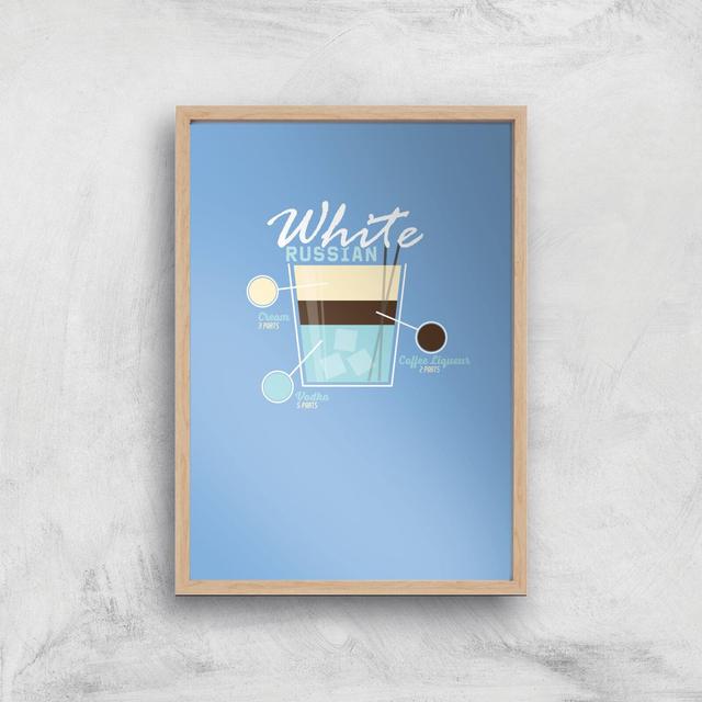 Infographic White Russian Art Print - A4 - Wood Frame on Productcaster.