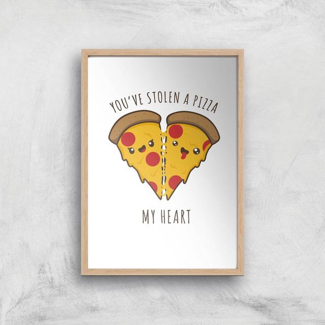 A Pizza My Heart Art Print - A4 - Wood Frame on Productcaster.