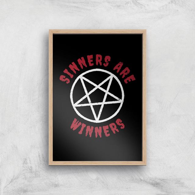 Sinners Are Winners Art Print - A4 - Wood Frame on Productcaster.