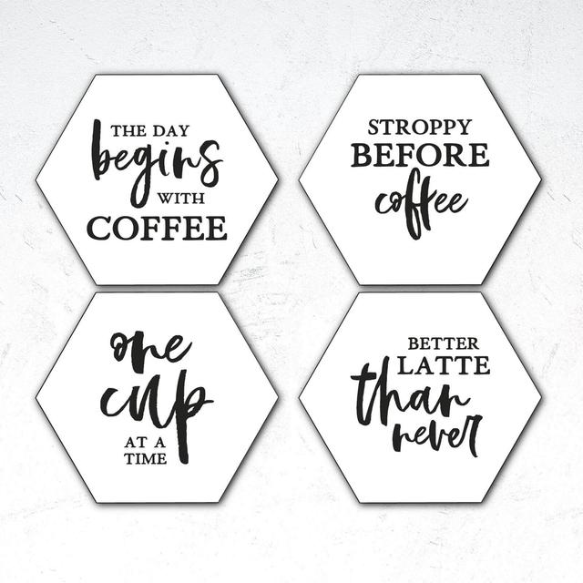 The Day Begins With Coffee Hexagonal Coaster Set on Productcaster.