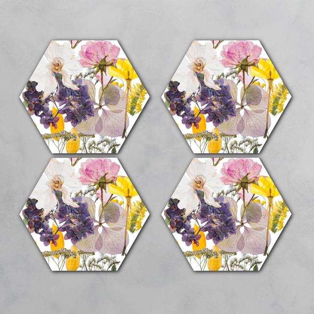 Pressed Flowers Hexagonal Coaster Set on Productcaster.