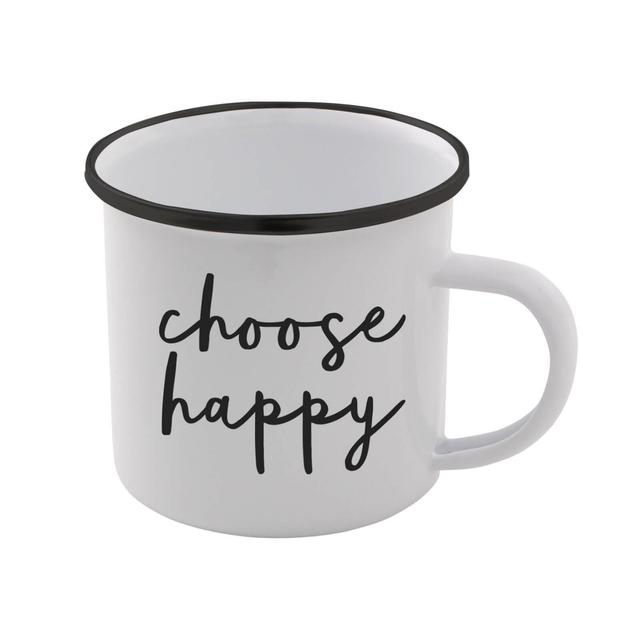 The Motivated Type Choose Happy Enamel Mug on Productcaster.