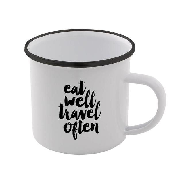 The Motivated Type Eat Well Travel Often Enamel Mug on Productcaster.