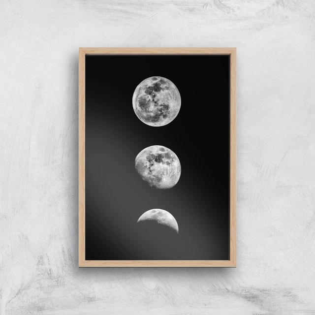 The Motivated Type Three Moon Phases Giclée Art Print - A3 - Wooden Frame on Productcaster.