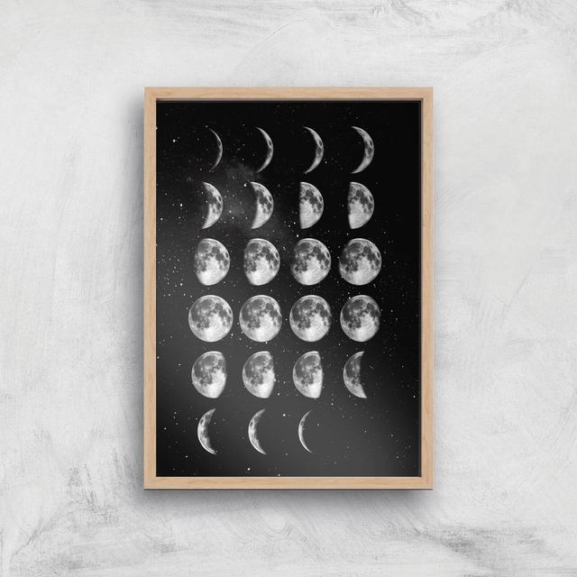 The Motivated Type Full Phase Moon Cycle Giclée Art Print - A4 - Wooden Frame on Productcaster.