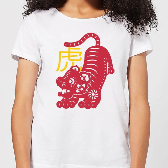 Chinese Zodiac Tiger Women's T-Shirt - White - L - Weiß on Productcaster.