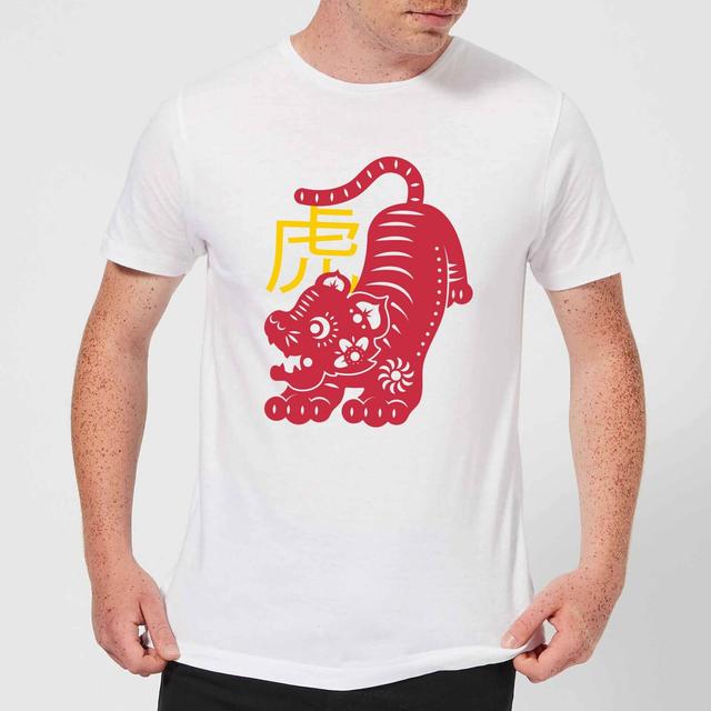 Chinese Zodiac Tiger Men's T-Shirt - White - XXL - Weiß on Productcaster.