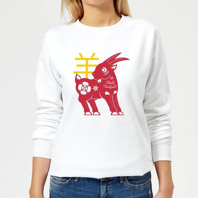 Chinese Zodiac Goat Women's Sweatshirt - White - S - Weiß on Productcaster.