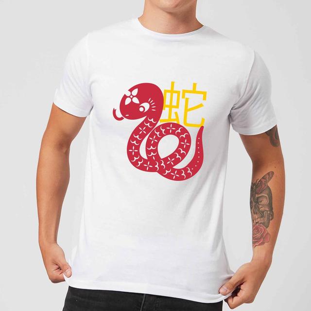 Chinese Zodiac Snake Men's T-Shirt - White - L - Weiß on Productcaster.