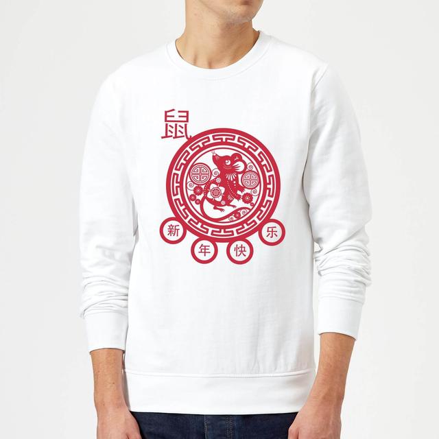 Year Of The Rat Decorative Cut Out Red Sweatshirt - White - L - Weiß on Productcaster.