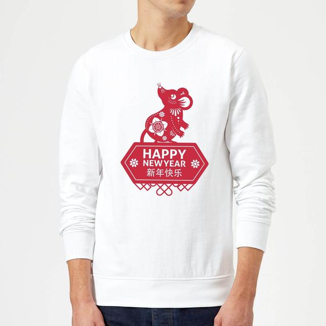 Happy New Year Symbol Red Sweatshirt - White - L - Weiß on Productcaster.