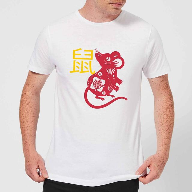 Chinese Zodiac Rat Men's T-Shirt - White - XL - White on Productcaster.