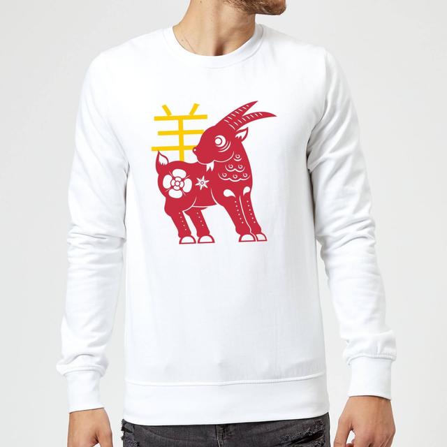 Chinese Zodiac Goat Sweatshirt - White - M - Weiß on Productcaster.