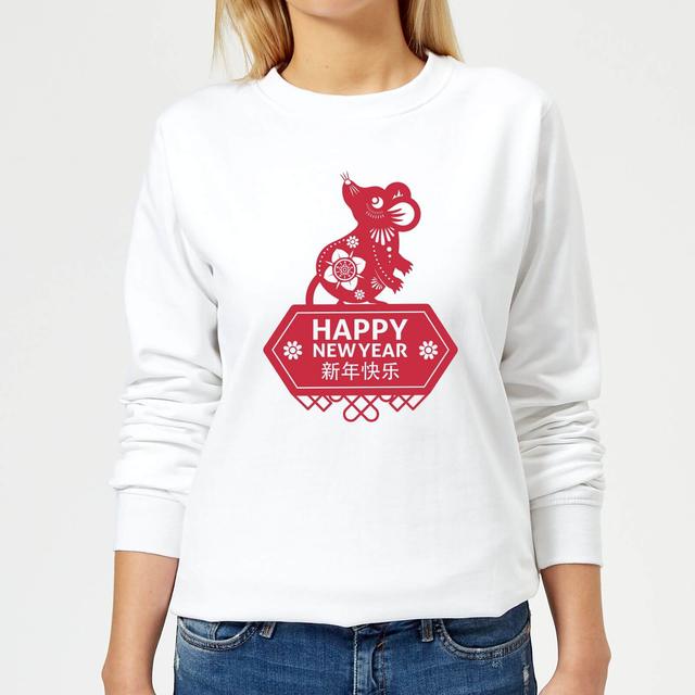 Happy New Year Symbol Red Women's Sweatshirt - White - S - Weiß on Productcaster.