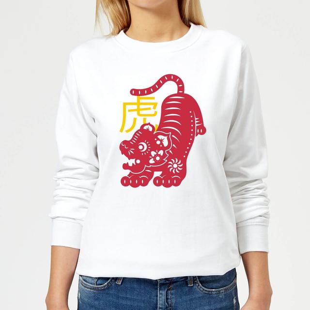 Chinese Zodiac Tiger Women's Sweatshirt - White - L - Weiß on Productcaster.