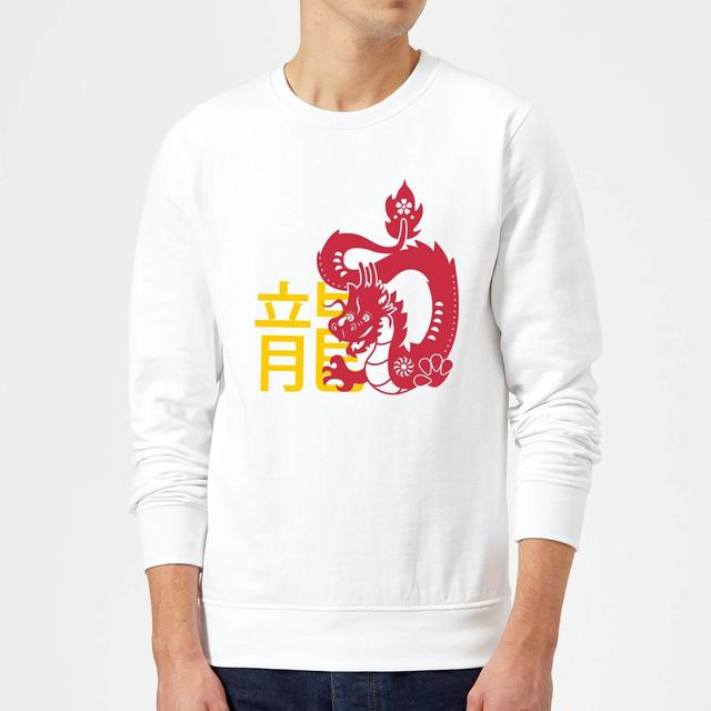 Chinese Zodiac Dragon Sweatshirt - White - M - Weiß on Productcaster.