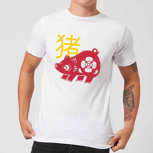 Chinese Zodiac Pig Men's T-Shirt - White - S - Weiß on Productcaster.