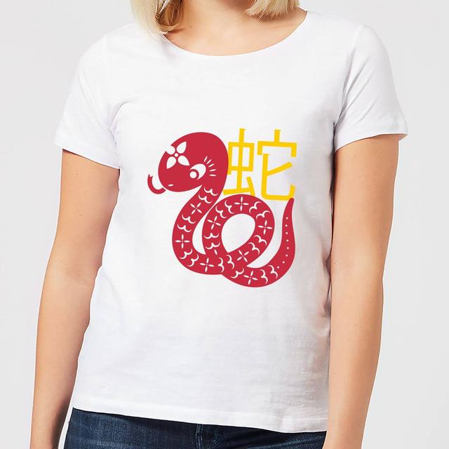 Chinese Zodiac Snake Women's T-Shirt - White - S - White on Productcaster.