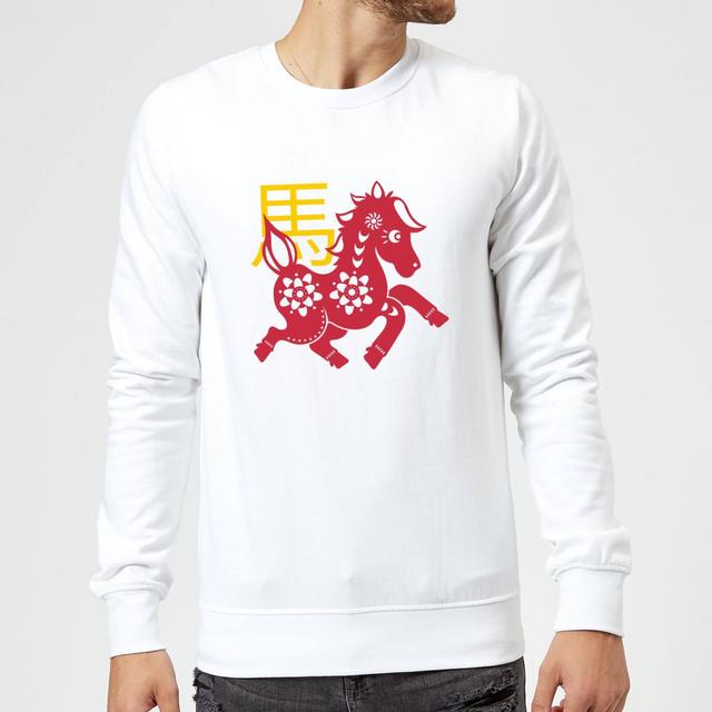 Chinese Zodiac Horse Sweatshirt - White - M - Weiß on Productcaster.