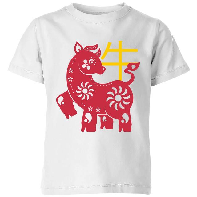 Chinese Zodiac Ox Kids' T-Shirt - White - 3-4 Jahre on Productcaster.