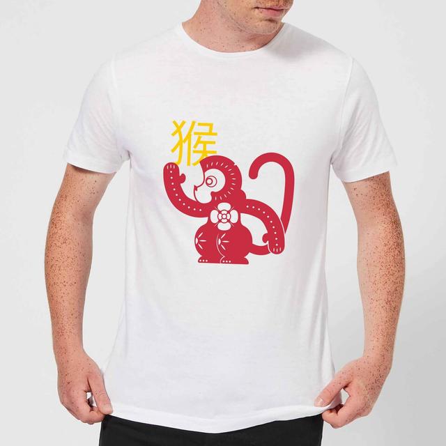 Chinese Zodiac Monkey Men's T-Shirt - White - L - Weiß on Productcaster.