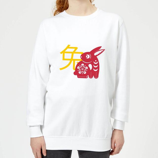 Chinese Zodiac Rabbit Women's Sweatshirt - White - L on Productcaster.