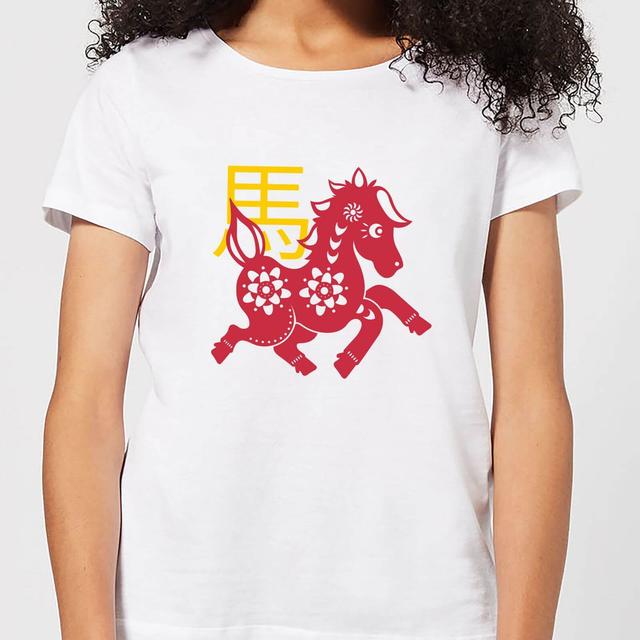 Chinese Zodiac Horse Women's T-Shirt - White - M on Productcaster.