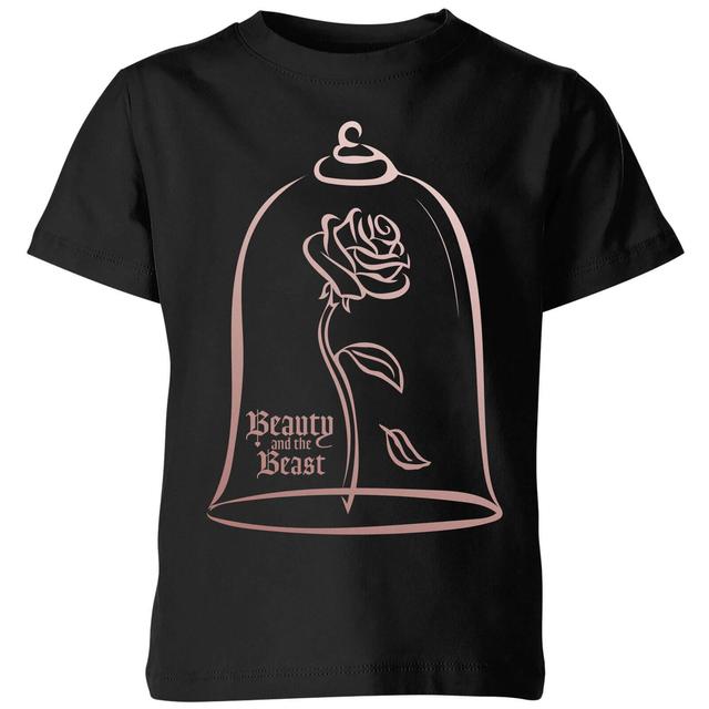 Disney Beauty And The Beast Rose Gold Kids' T-Shirt - Black - 3-4 år on Productcaster.