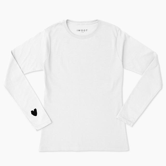 Black Valentine Heart On Your Sleeve Unisex Long Sleeved T-Shirt - White - XXL - White on Productcaster.