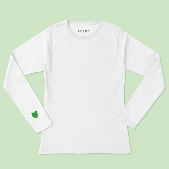 Green Valentine Heart On Your Sleeve Unisex Long Sleeved T-Shirt - White - M - Weiß on Productcaster.