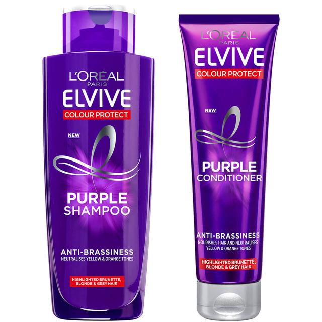 L'Oréal Paris Elvive Colour Protect Anti-Brassiness Purple Shampoo and Conditioner Set on Productcaster.