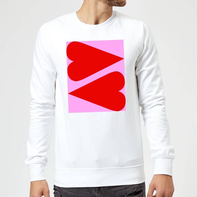 Giant Red Hearts Sweatshirt - White - M - Weiß on Productcaster.