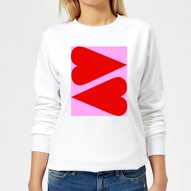 Giant Red Hearts Women's Sweatshirt - White - S - Weiß on Productcaster.