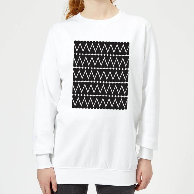 Black Love Heart Pattern Women's Sweatshirt - White - XL - Weiß on Productcaster.