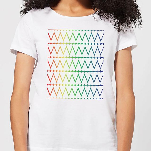 White Hearts On Rainbow Background Women's T-Shirt - White - M - Weiß on Productcaster.