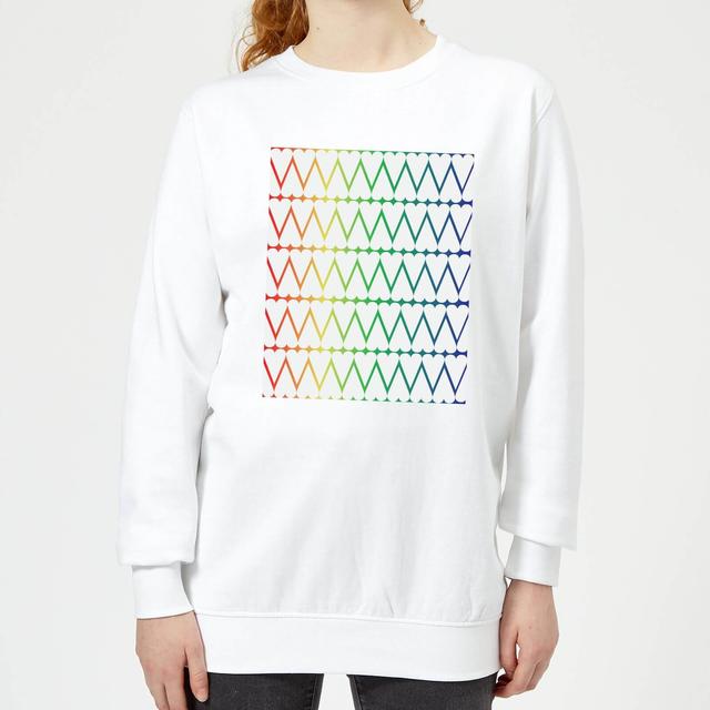 White Hearts On Rainbow Background Women's Sweatshirt - White - L - White on Productcaster.