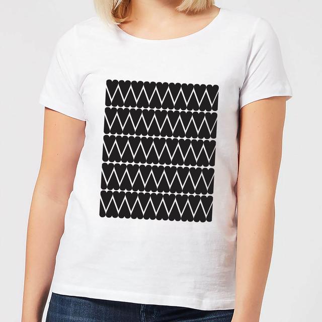 Black Love Heart Pattern Women's T-Shirt - White - M - Weiß on Productcaster.