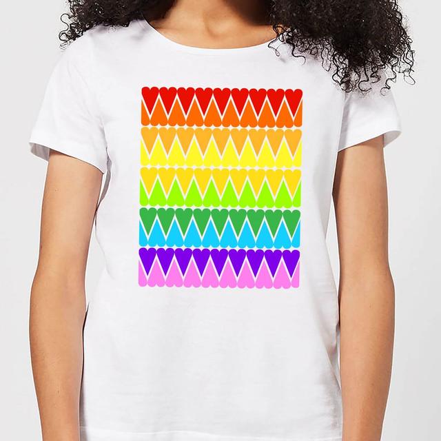 Rainbow Heart Upside Down Women's T-Shirt - White - M - Weiß on Productcaster.