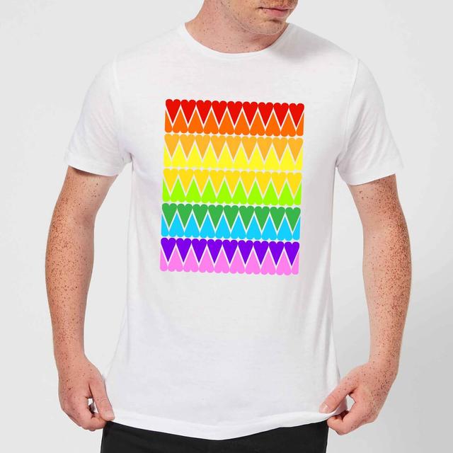 Rainbow Heart Upside Down Men's T-Shirt - White - 5XL - Weiß on Productcaster.