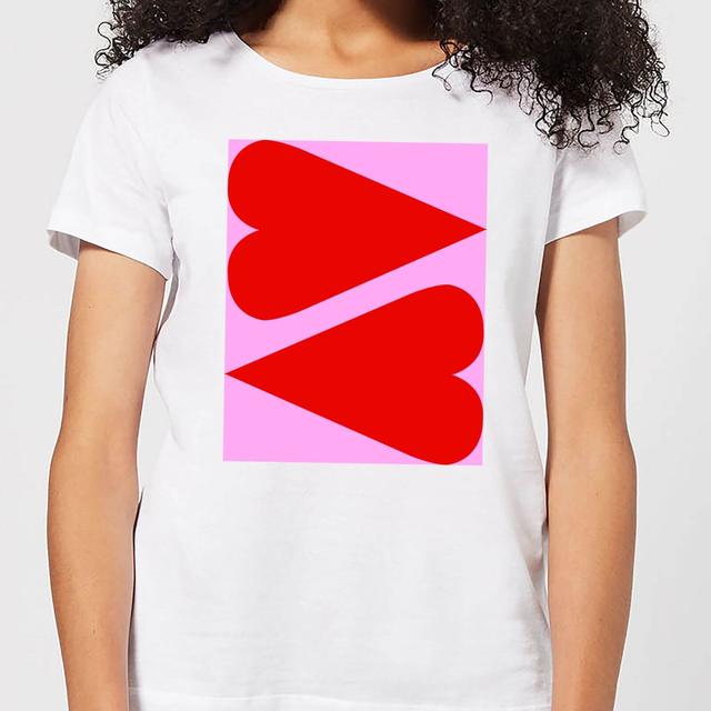 Giant Red Hearts Women's T-Shirt - White - M - Weiß on Productcaster.