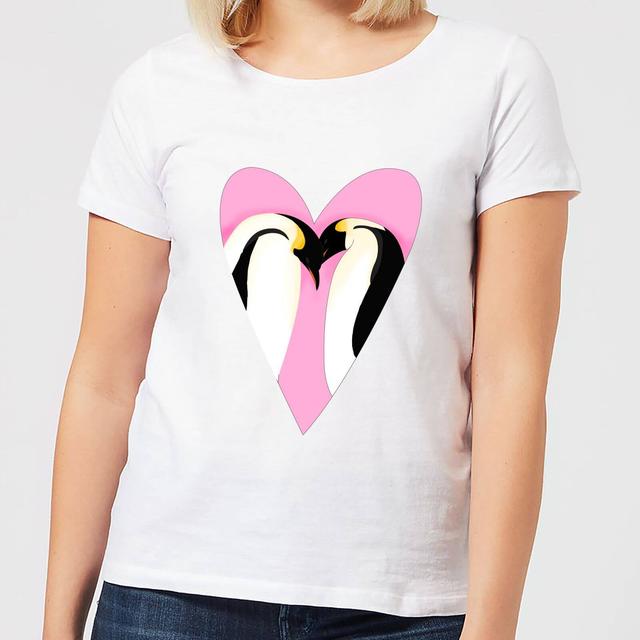 Love Heart Penguins Women's T-Shirt - White - L - Weiß on Productcaster.