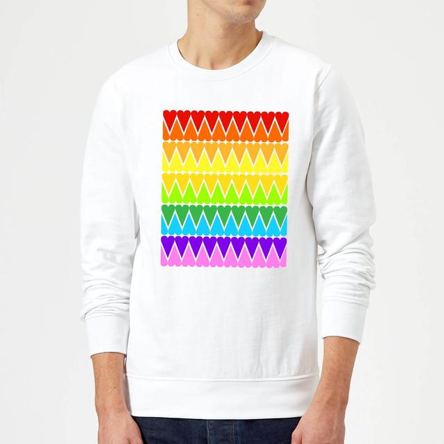 Rainbow Heart Upside Down Sweatshirt - White - M - Weiß on Productcaster.