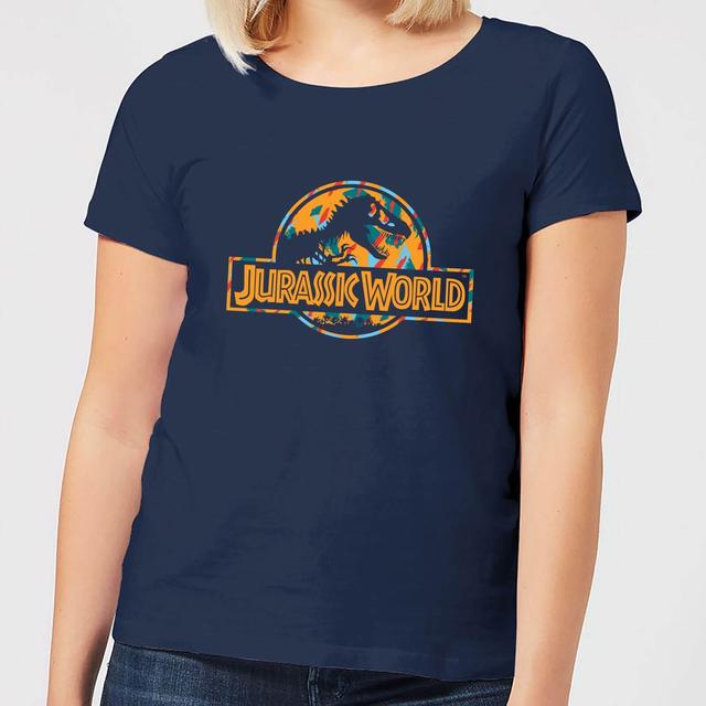 Jurassic Park Logo Tropical Women's T-Shirt - Navy - L on Productcaster.