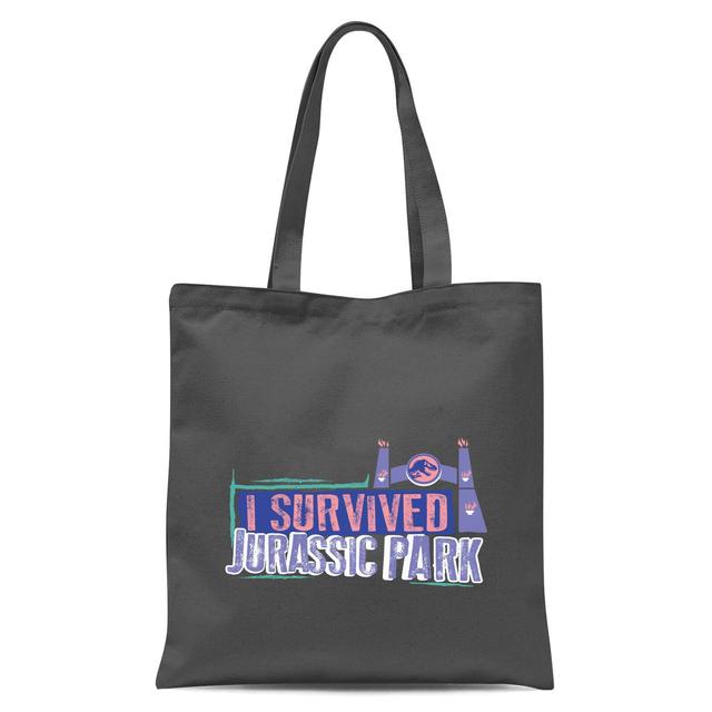 Jurassic Park I Survived Jurassic Park Tote Bag - Grey on Productcaster.