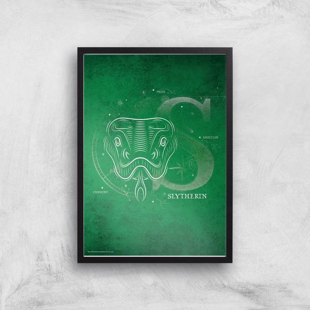 Harry Potter Slytherin A3 Movie Poster Art Print - Black Frame on Productcaster.