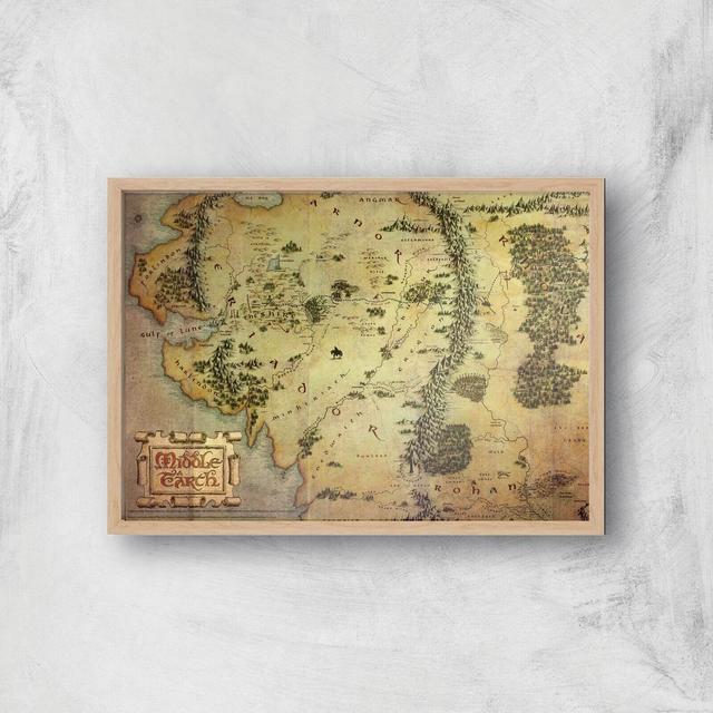 Lord of the Rings Map A4 Movie Poster Art Print - Wooden Frame on Productcaster.