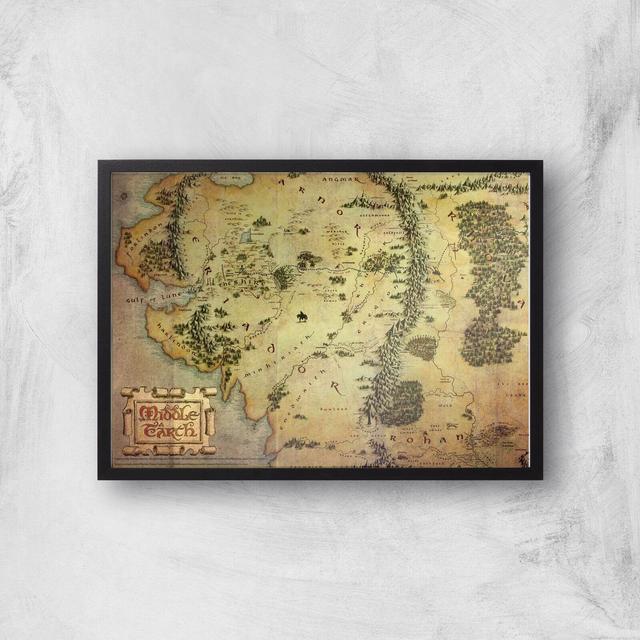 Lord of the Rings Map A3 Movie Poster Art Print - Black Frame on Productcaster.