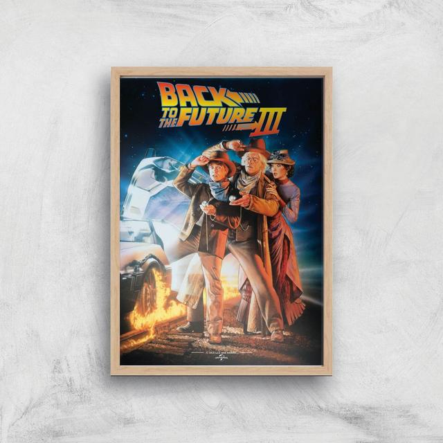 Back to the Future Part III A4 Movie Poster Art Print - Wooden Frame on Productcaster.