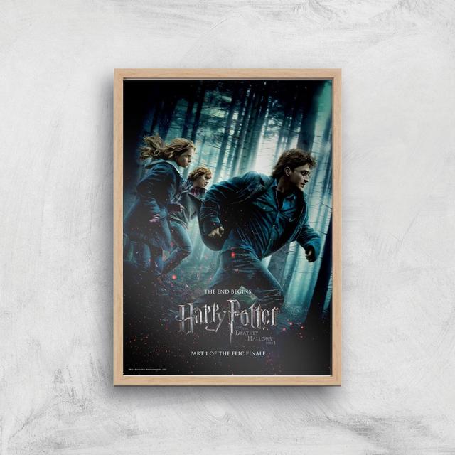 Harry Potter and the Deathly Hallows Part 1 A4 Movie Poster Art Print - Wooden Frame on Productcaster.