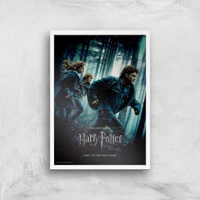 Harry Potter and the Deathly Hallows Part 1 A3 Movie Poster Art Print - White Frame on Productcaster.